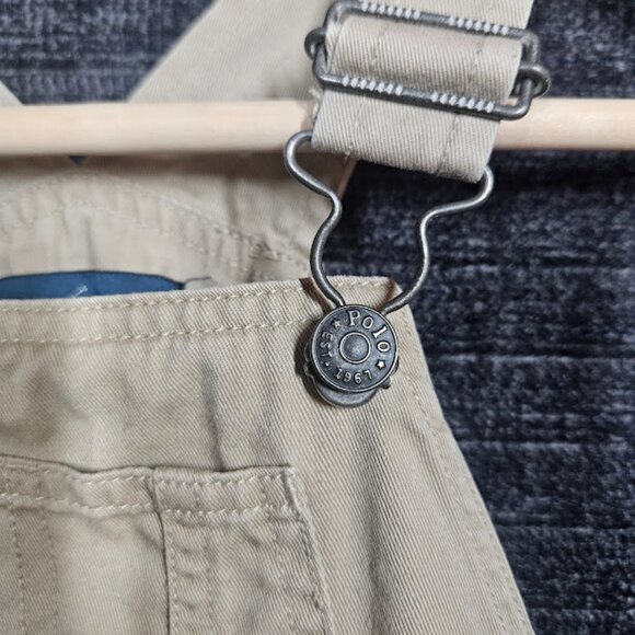 Polo Ralph Lauren Overalls BiB 24 Months Tan Kacki Toddlers Cargo Pockets Snaps - Picture 4 of 9
